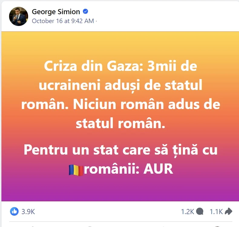 Postare controversata George Simion jpg