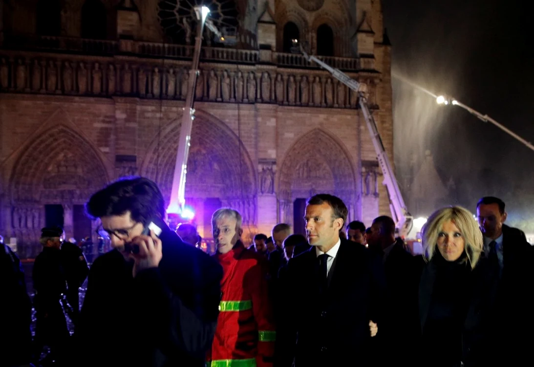 macron la notre dam incendiu foto AFP