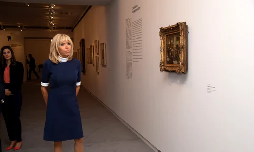 Emmanuel Macron and his wife Brigitte Macron visit the "Picasso Bleu et rose Paris jpeg