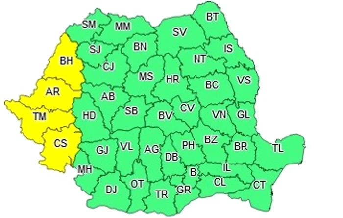 În perioada 27-29 august, vor rămâne sub avertizare cod galben de ploi doar patru județe 