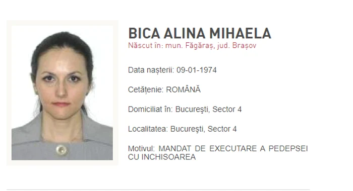 Alina Bica a fost prinsă de polițiști în Italia