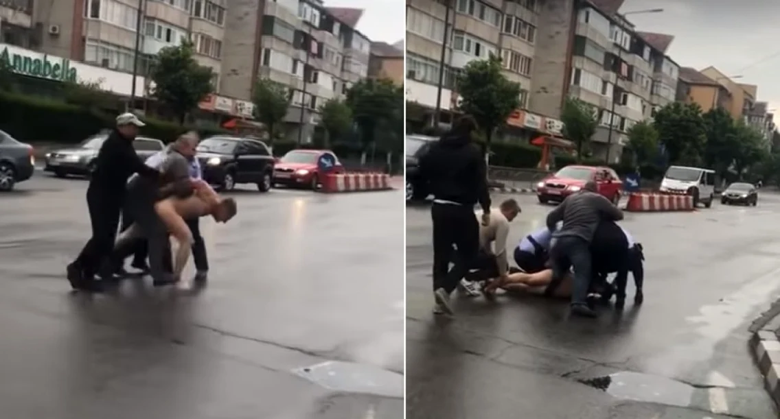 Gol puşcă pe străzile din Râmnicu Vâlcea a lovit un poliţist şi a fost încătuşat Foto colaj