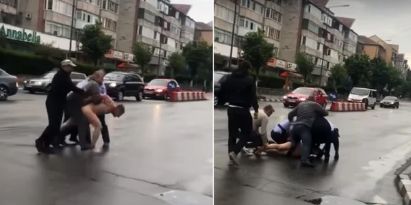 Gol puşcă pe străzile din Râmnicu Vâlcea a lovit un poliţist şi a fost încătuşat Foto colaj
