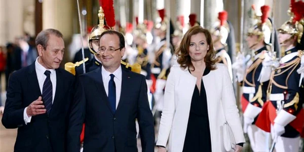 Preşedintele francez François Hollande şi partenera sa de viaţa Valérie Trierweiler