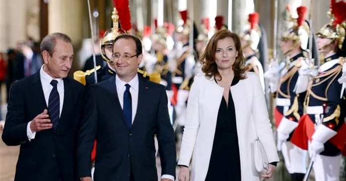 Preşedintele francez Francois Hollande şi partenera sa de viaţă, Valerie Trierweiler