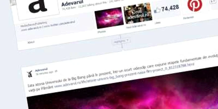 Fluxul de ştiri de la Facebook al ziarului „Adevărul“.