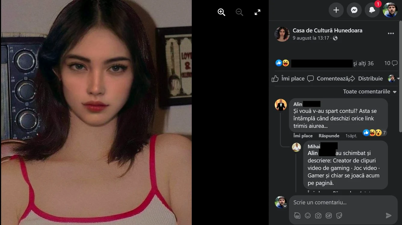 Profilul paginii Casei de Cultură. Captură Facebook. 