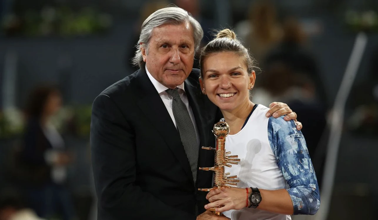 Simona Halep și Ilie Năstase la Madrid, în 2017 (FOTO: Guliver/ Gettyimages)