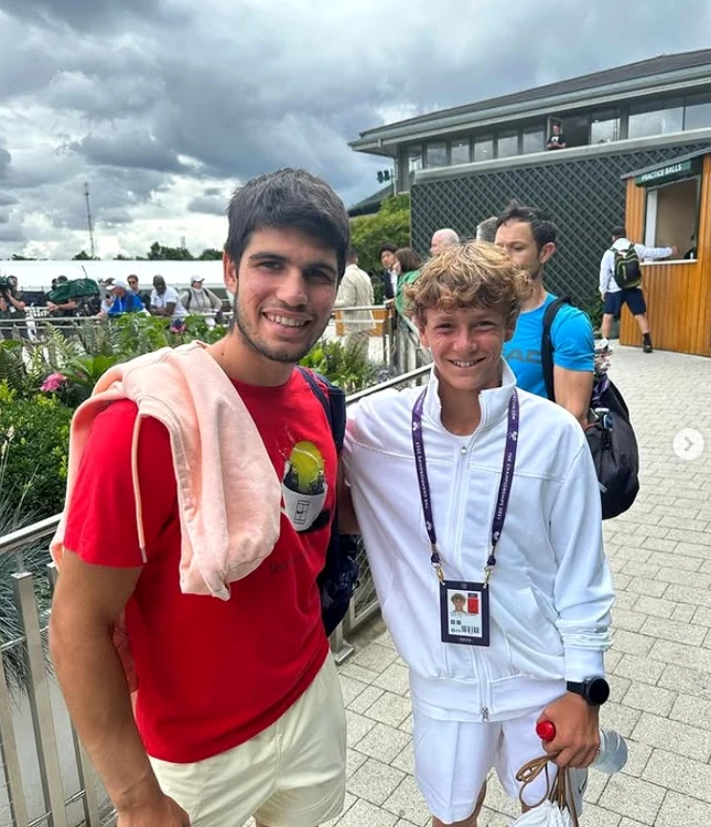 Matei, cu Carlos Alcaraz, la Wimbledon, anii trecuți    FOTO Captură Instagram