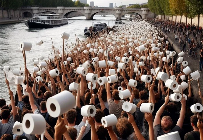 Protest inedit la Paris: „Mă c*c în Sena” - Foto X(ex Twitter)