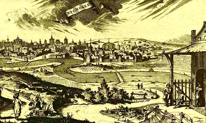 Bucureștii în secolul al XVII-lea, litografie de epocă