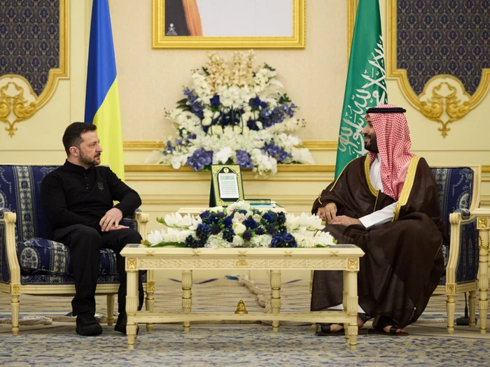 Volodimir Zelenski și prințul moștenitor al Arabiei Saudite/FOTO: X @ZelenskyyUa