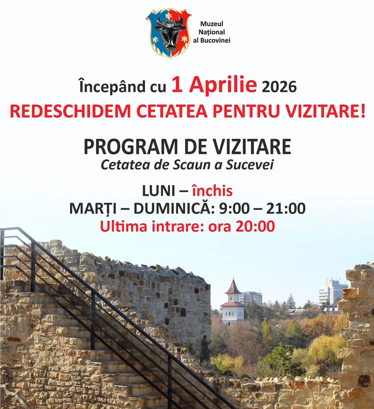 Cetatea de Scaun a Sucevei, redeschisă pentru public