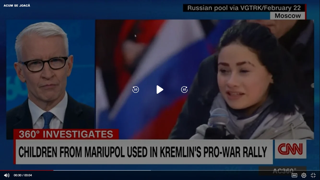 Anna la un miting pro-război. Foto: Captura CNN