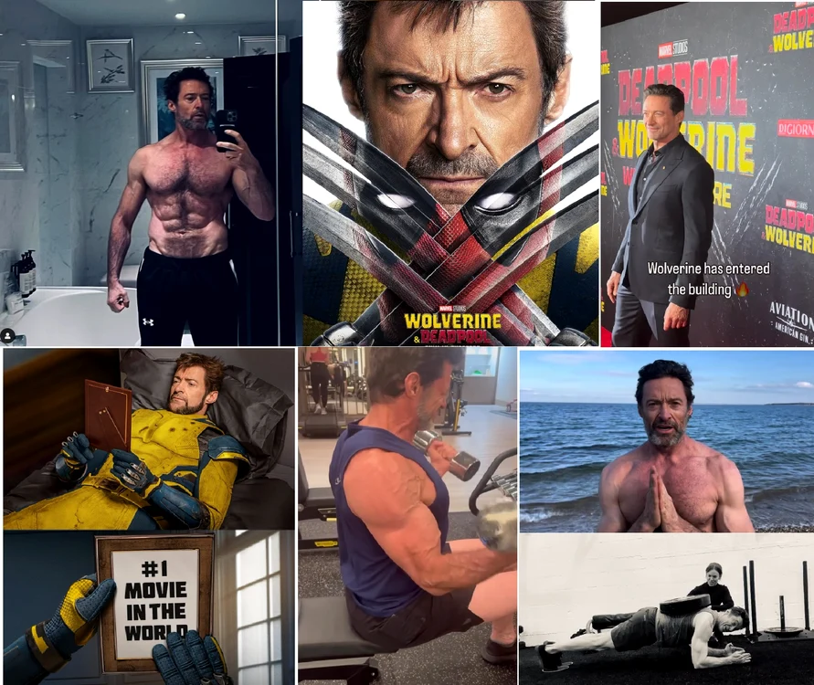 Hugh Jackman alias Wolverine exemplul viu că și la 55 de ani poți să ai un corp sculptat Colaj Instagram