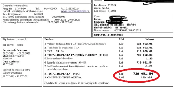 factura energie alba iulia