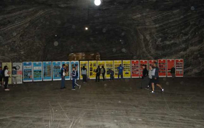 Cel mai lung tricolor din panouri cu istoria românilor de 2000 de ani, în cadrul Festivalului Centenar Buridava din Salina Ocnele Mari, Foto: Daciana Stoica