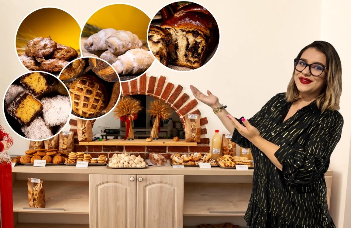 Maria Alexandra Tîrcavu alături de câteva din produsele sale FOTO George Nica