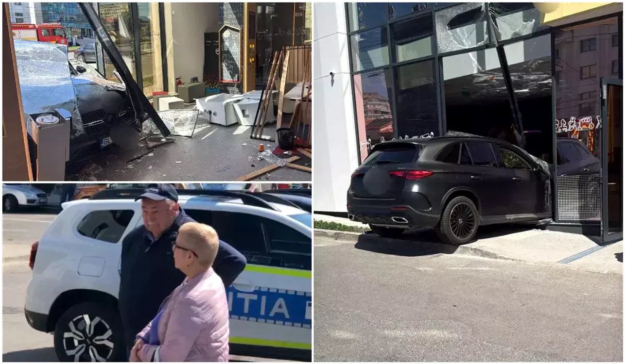 Soția fostului ministru Victor Paul Dobre a intrat cu mașina într-o bancă / foto: Observator