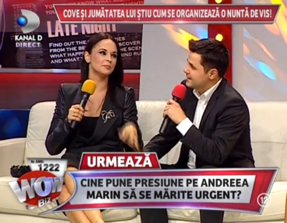 Andreea Marin şi Cove au fost împreună la WOWbiz şi au mărturisit că sunt foarte buni prieteni (captură: Kanal D)