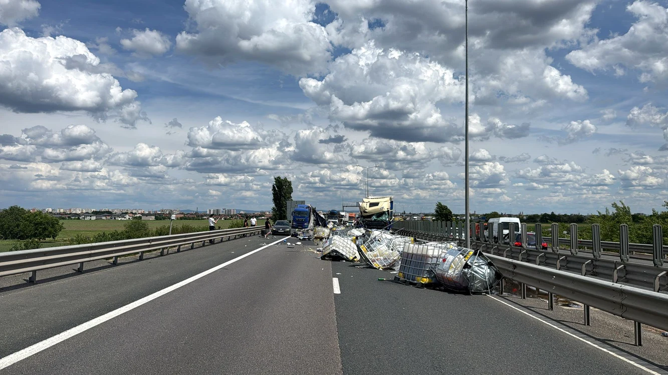 Accidentul a avut loc pe A1 FOTO: DRDP Timiș