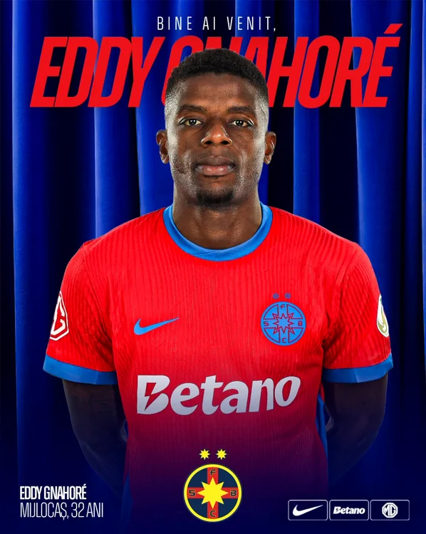 Transferul lui Eddy Gnahore la FCSB a fost anunțat pe rețelele sociale (Foto: FCSB)