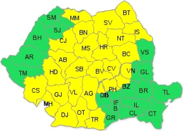 COD GALBEN de ploi şi vijelii pentru Dâmboviţa