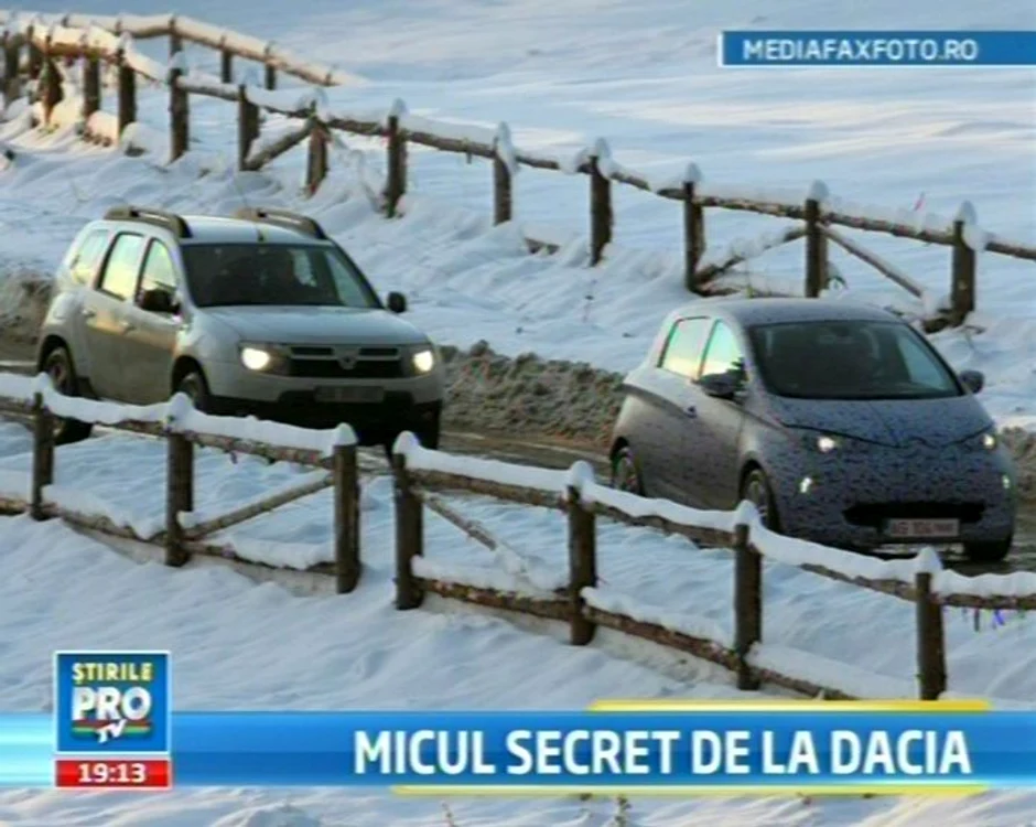 
    Maşina camuflată seamănă cu conceptul „Renault ZOE” (Foto: captură video ProTV)  