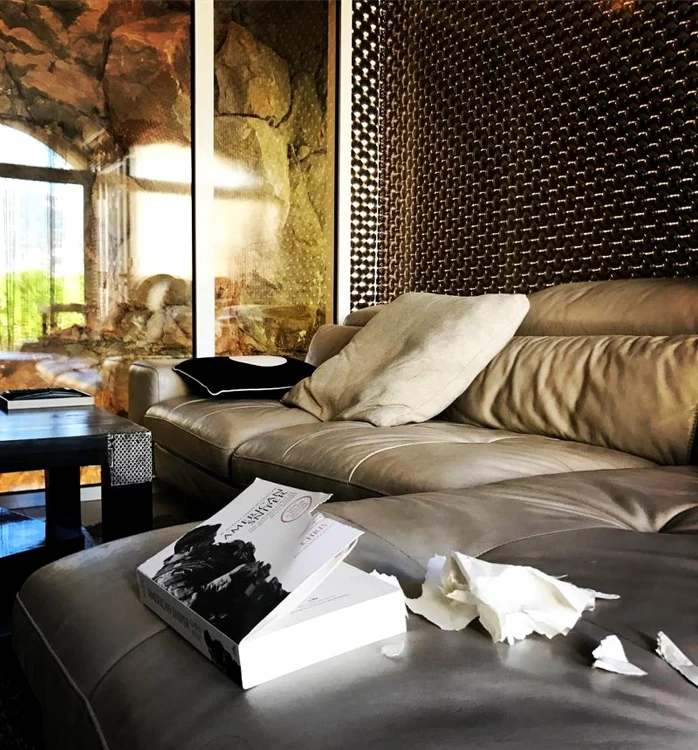 În living, vedeta se relaxează citind