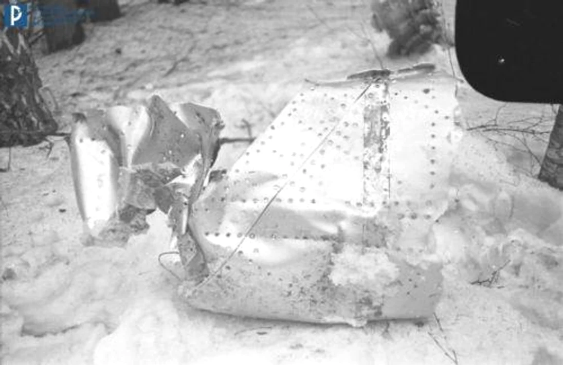 Un fragment din fuzelajul MiG-15 UTI la locul accidentului
