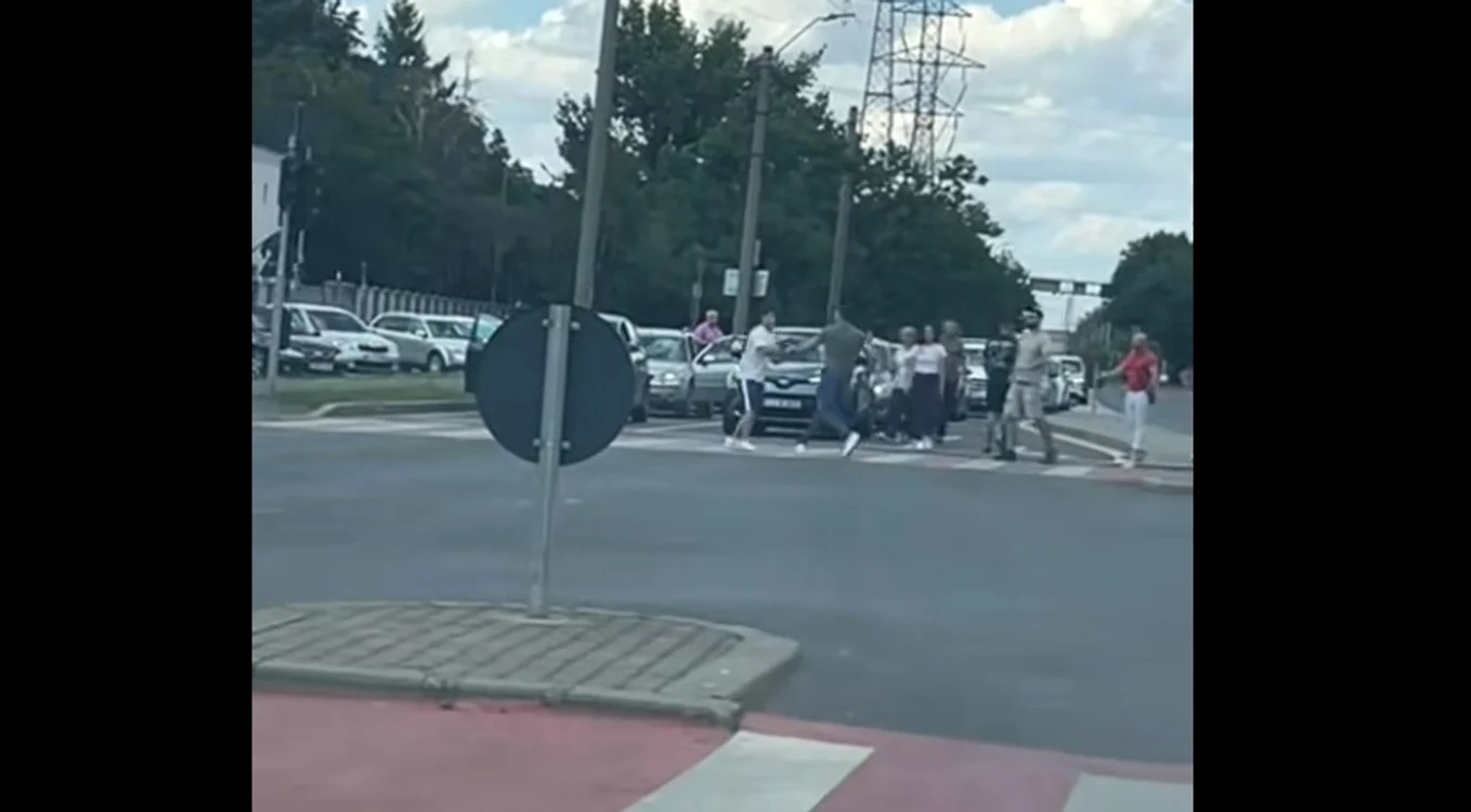 S-au luat la bătaie pe trecerea de pietoni Foto: Captură video TikTok