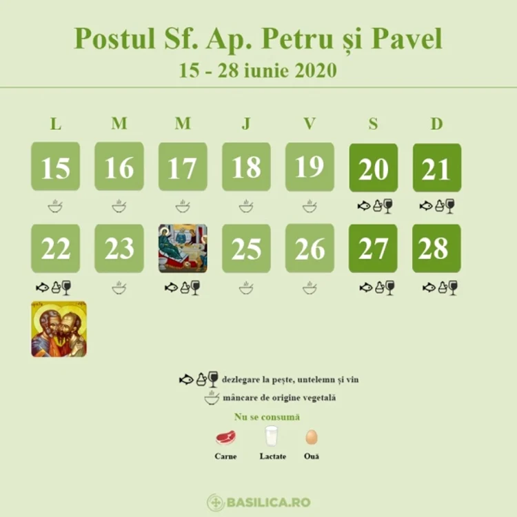 
    Postul Sfinților apostoli Petru și Pavel este considerat unul ușorFoto.basilica.ro  