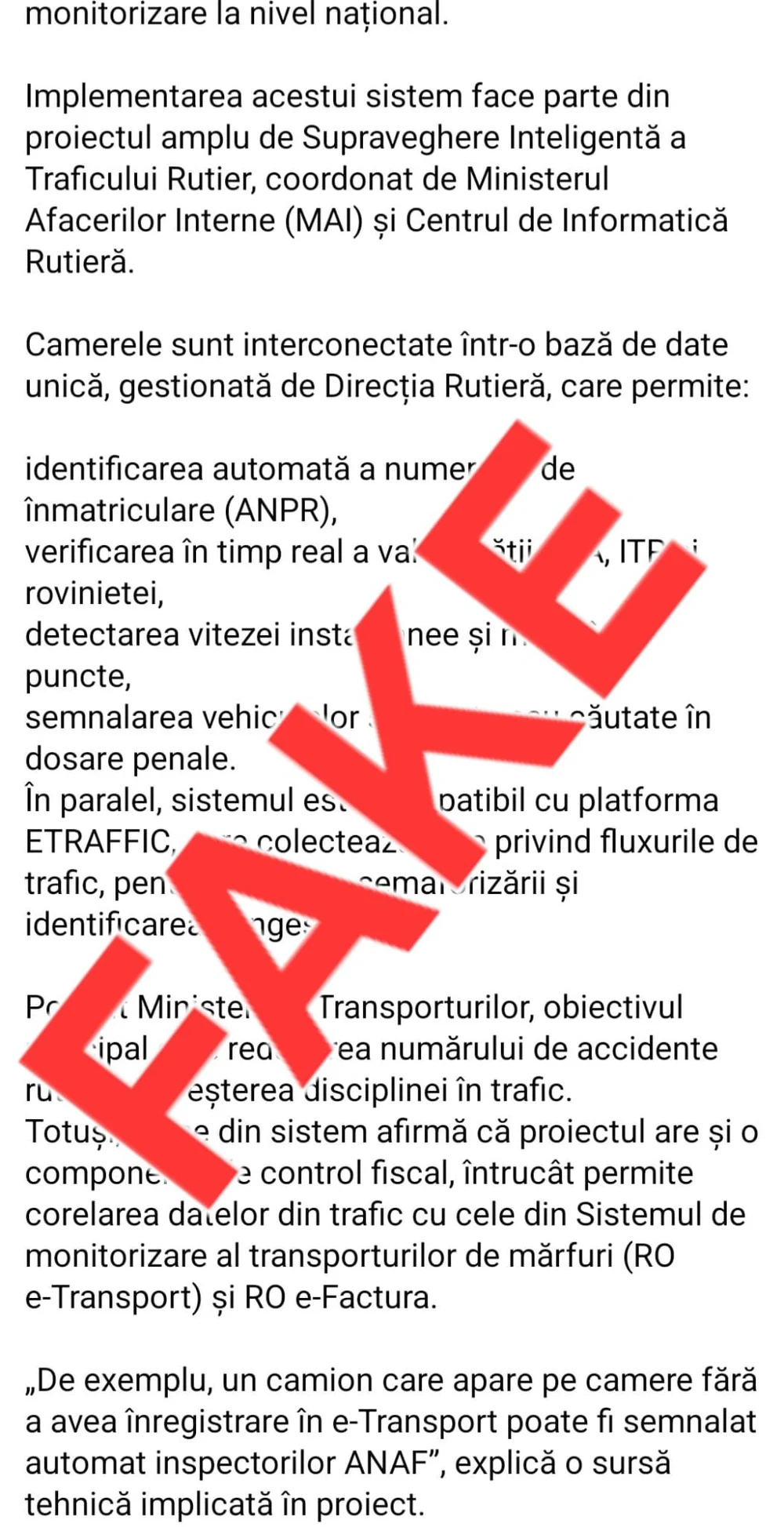 Fără Big Brother pe drumurile naționale. Ministerul de Interne respinge acuzațiile de monitorizare totală: „E fake news”