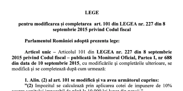 impozitare pensii speciale