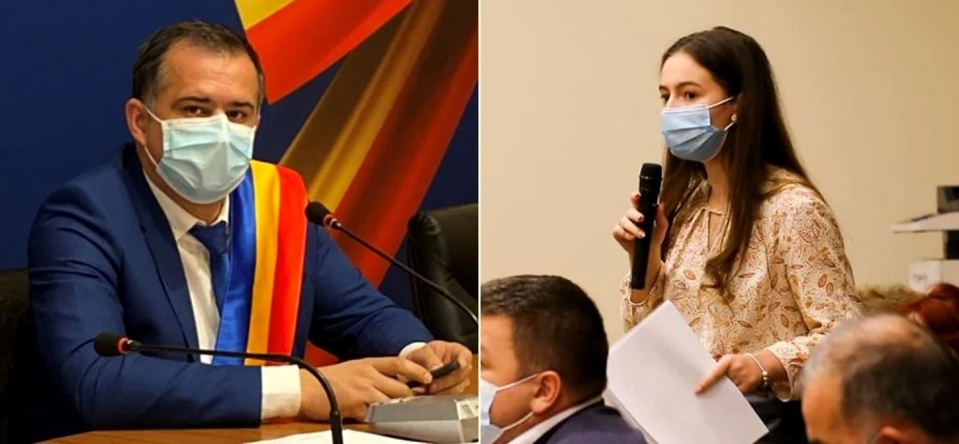 Primarul Viziteu şi reprezentanta Asociaţiei Elevilor din Bacău FOTO zdbc.ro