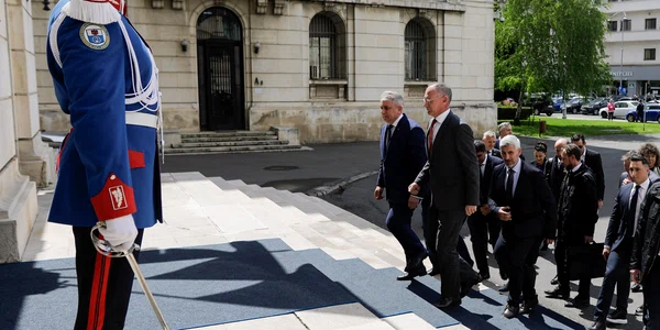 Ministrul de Interne al Austriei, Gerhard Karner, se întâlnește cu Lucian Bode, ministrul de Interne, în București. FOTO Inquam Photos / George Călin