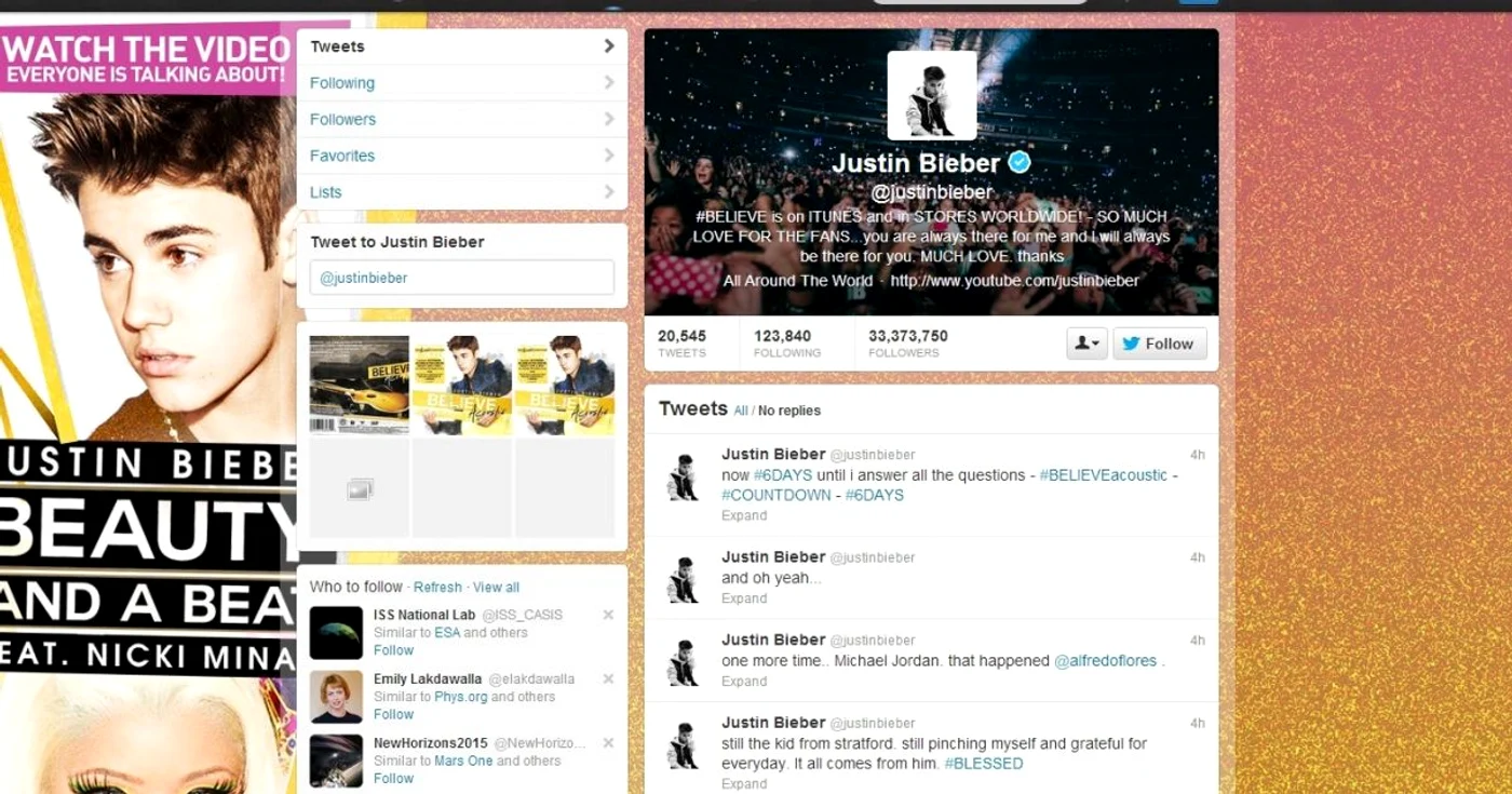 Justin Bieber are peste 33 de milioane de fani pe Twitter FOTO Twitter