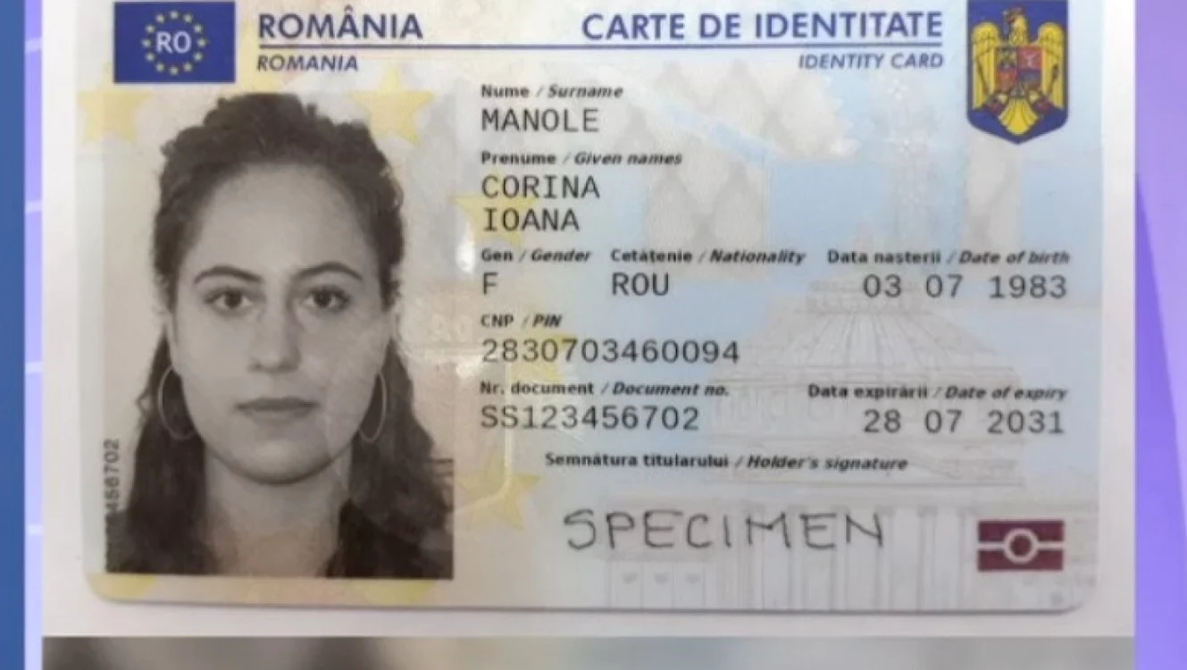 Specimen din noile cărţi de identitate cu cip