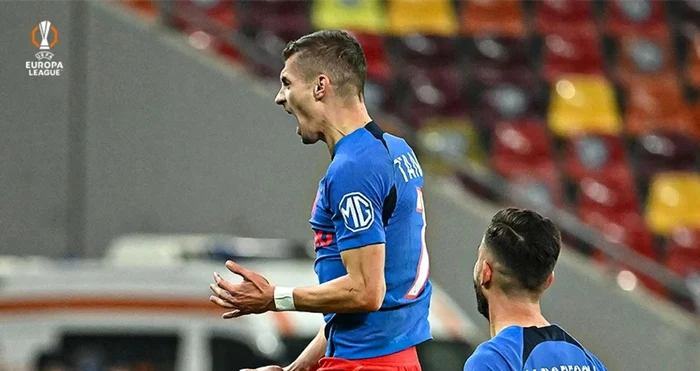 Florin Tănase a deschis scorul în FCSB - Midtjylland. Foto Facebook