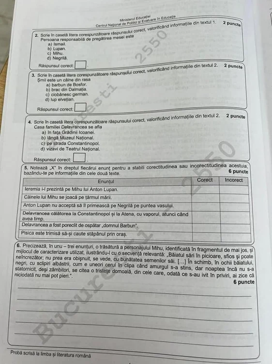 subiect romana evaluare nationala 2022