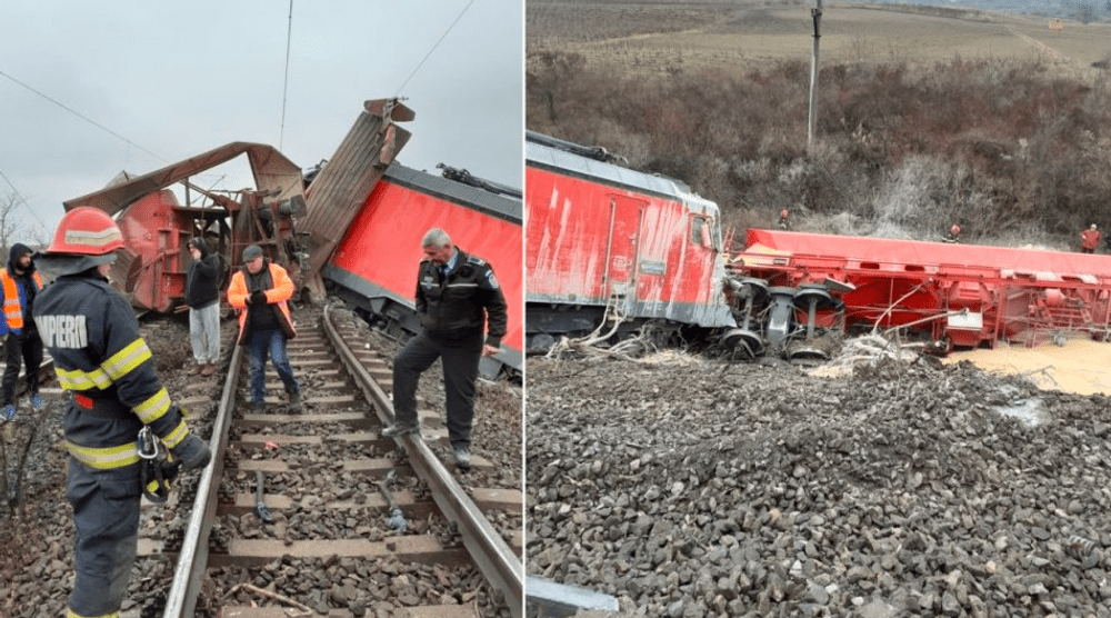 Două trenuri care transportau cereale s-au ciocnit. Circulația feroviară este oprită