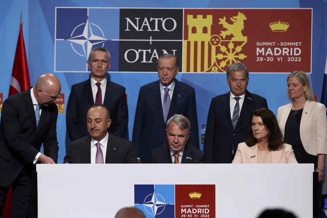 Turcia, Suedia și Finlanda la summitul NATO de la Madrid. Foto: EPA-EFE