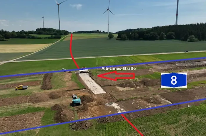 Drumul roman Alblimes este traversat de autostrada A8 (© Susanne Barthel, fodilus GmbH)