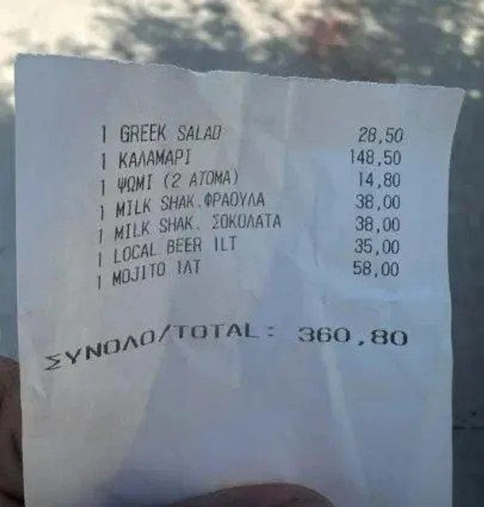 Nota de plată care l-a îngrozit pe turist FOTO Reddit
