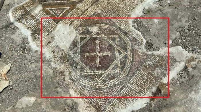 1500 Year Old Mosaic with Star of David jpg