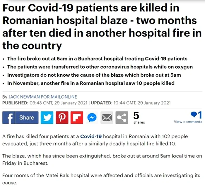 Britanicii de la Daily Mail au relatat pe larg situația din RomâniaSursa foto: captură foto Daily Mail