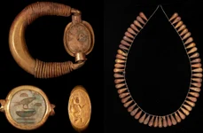 O colecție antică de bijuterii din aur, descoperită în Egipt (foto: Facebook / Ministry of Tourism and Antiquities )