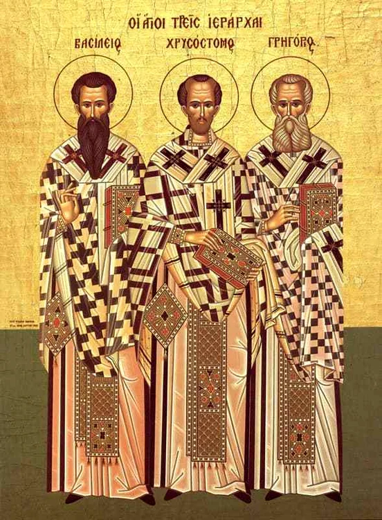 Sfinții Trei ierahi Vasile cel mare, Grigorie Teologul și ioan Gură de AurSursa foto: Basilica.ro