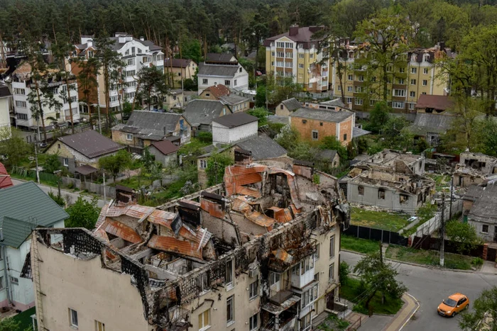 Distrugeri în Irpin. FOTO EPA-EFE