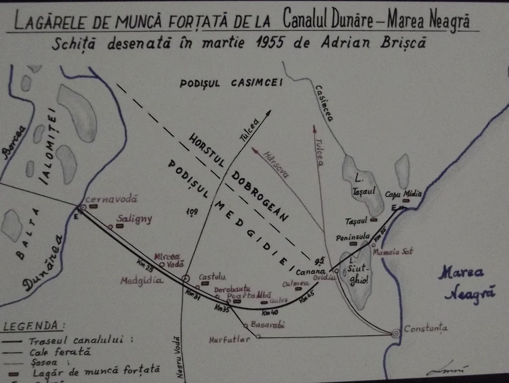 Schița lagărelor de muncă desenată în anul 1955